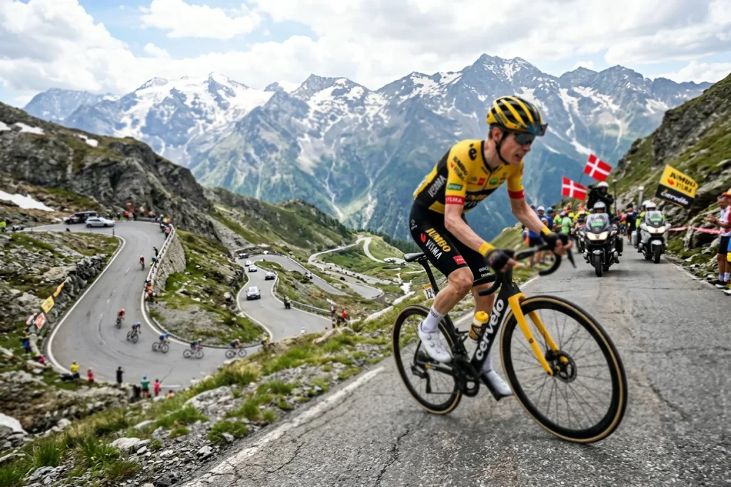 Jonas Vingegaard compitiendo en una etapa de montaña