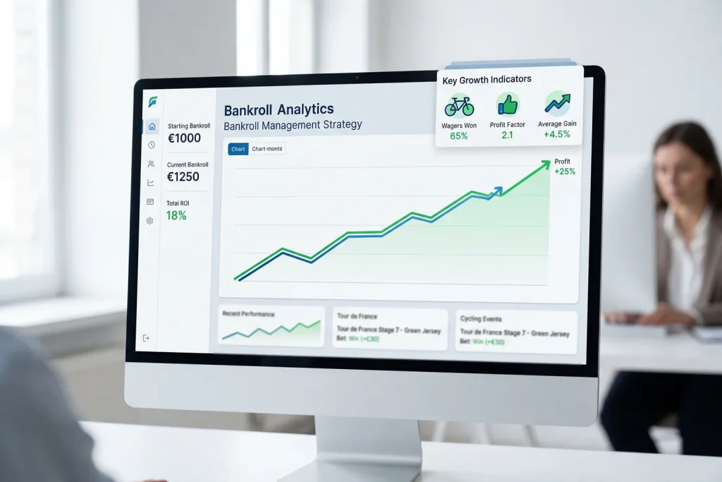 Gráfico de gestión financiera con tendencia ascendente