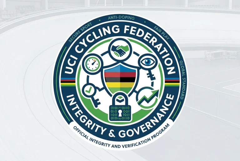 Logo de la UCI con símbolos de seguridad y verificación