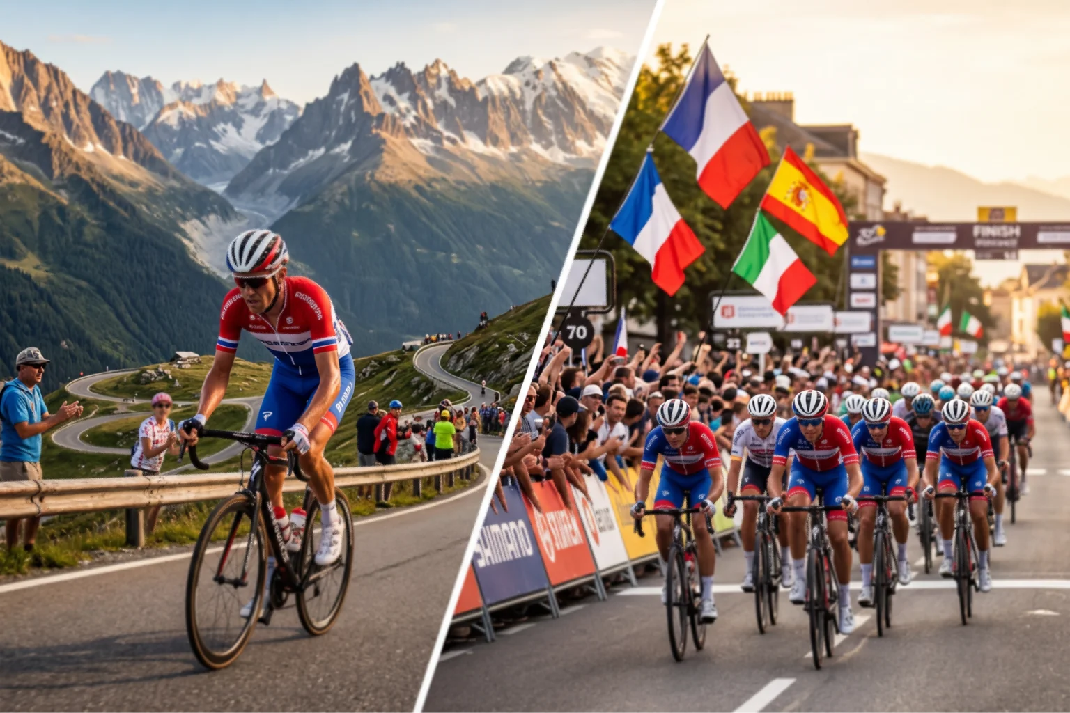 Ciclistas en el Tour de Francia comparado con carrera de un dia del Mundial